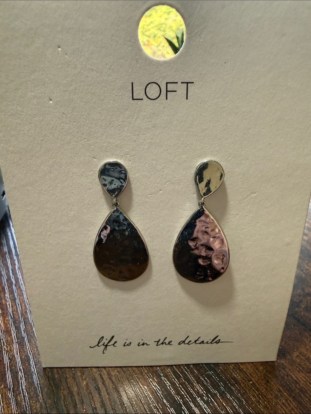 LOFT Hammered Teardrop Earrings - Silver